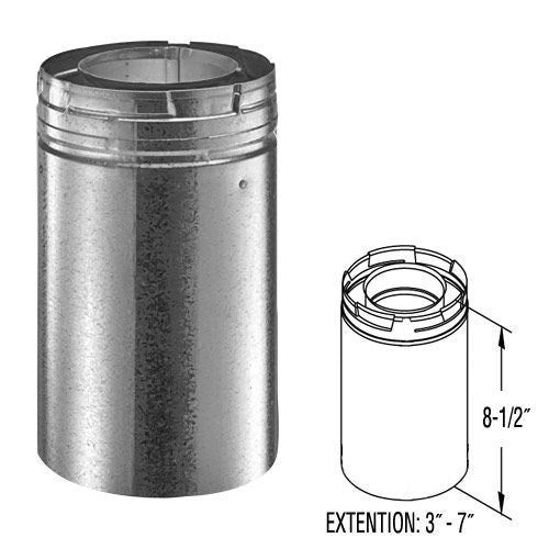 46DVA-08A | Pipe Extension | 8 1/2 in | Galvanized | Duravent 4 x 6 5/8