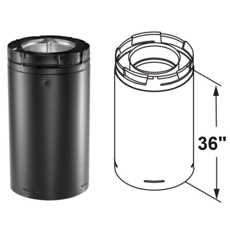 46DVA-36B | 36 inch Pipe Length | Black | Duravent 4 x 6 5/8