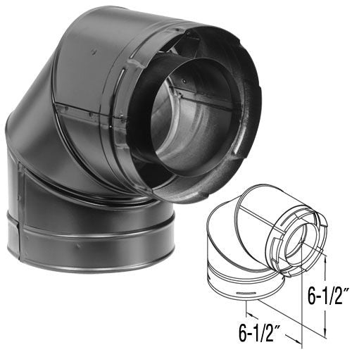 46DVA-E90B | Elbow | 90 Deg | Black | Duravent 4 x 6 5/8