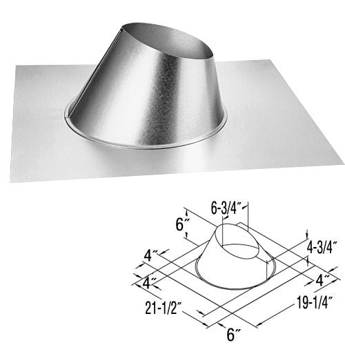 46DVA-F6 | Adj Roof Flashing | 0/12 - 6/12 | Duravent 4 x 6 5/8
