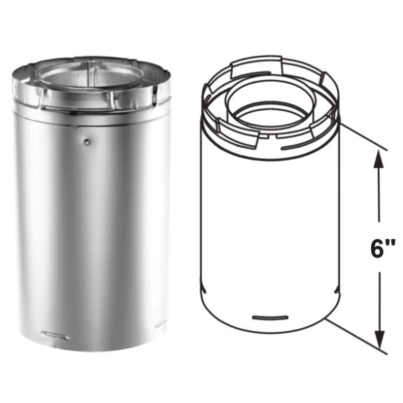 58DVA-06 | Pipe Length | 6 in | Galvanized | Duravent 5 x 8