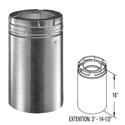 58DVA-16A | Pipe Extension | 16 inch | Galvanized | Duravent 5 x 8