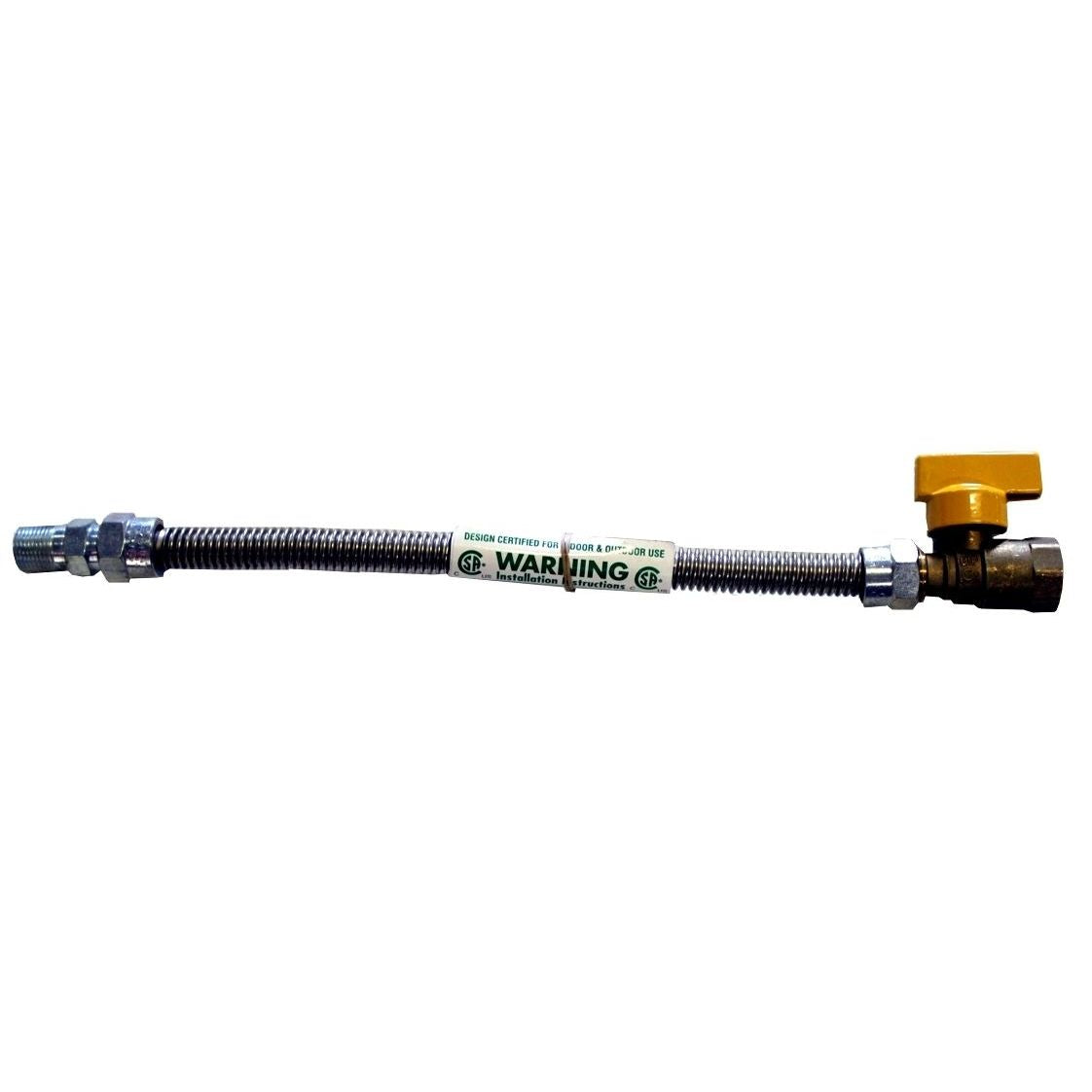 HFDC-7K-24K | Gas Flex Connector and Valve | 3/8 Mip X 1/2 Fip | 24" Length