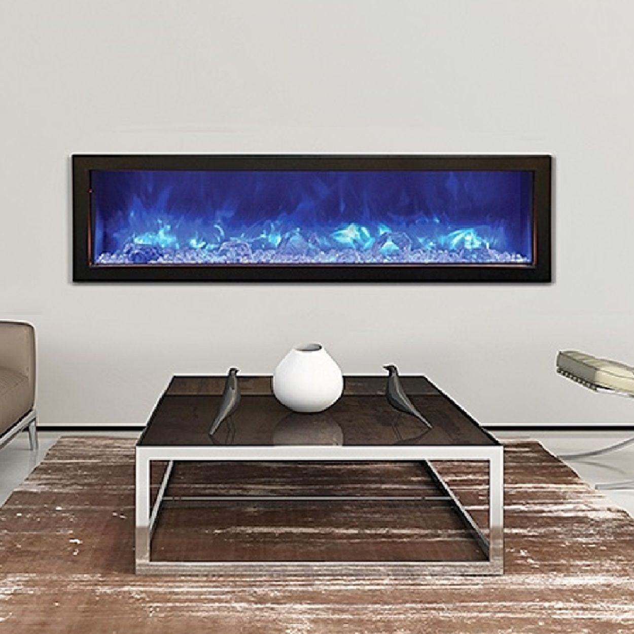 Amantii Panorama Slim 60 Electric Fireplace | Black Steel Surround
