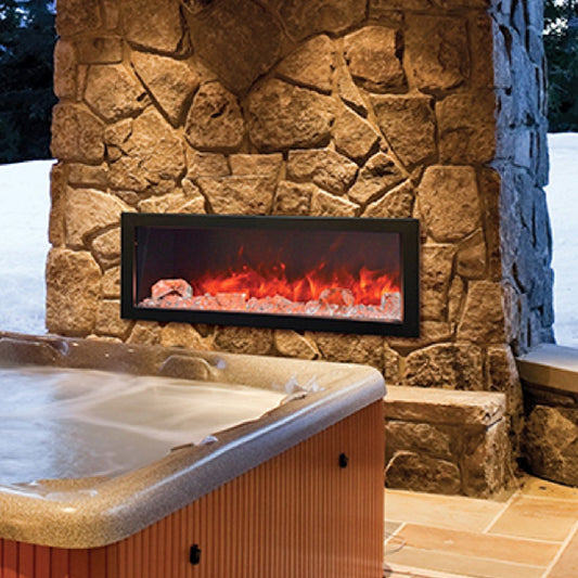 Amantii Panorama Slim 40 Electric Fireplace | Black Steel Surround | WIFI Smart