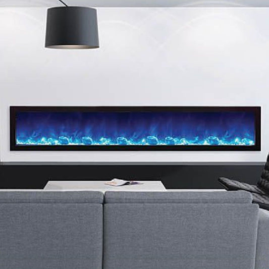 Amantii Panorama Slim 88 Electric Fireplace | Black Steel Surround | WIFI Smart
