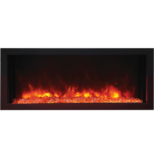Amantii Panorama Extra Slim 40 Electric Fireplace | Black Steel Surround | WIFI Smart