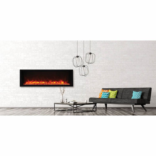 Amantii Panorama Extra Slim 50 Electric Fireplace | Black Steel Surround | WIFI Smart