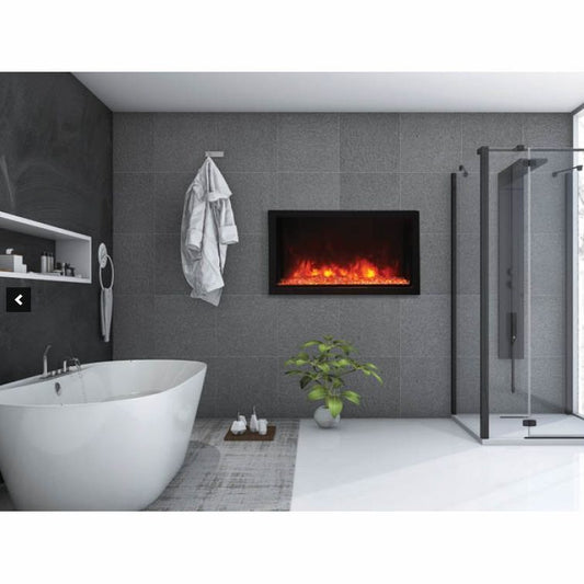 Amantii Panorama Deep and Extra Tall 40 Electric Fireplace | Black Steel Surround | WIFI Smart