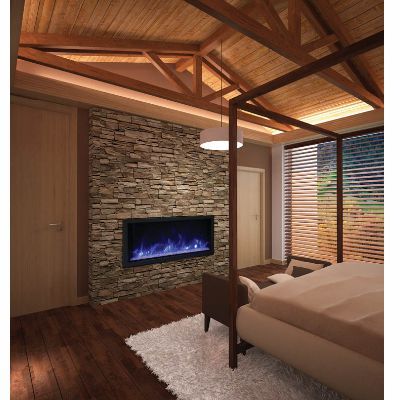 Amantii Panorama Deep and Extra Tall 50 Electric Fireplace | Black Steel Surround | WIFI Smart