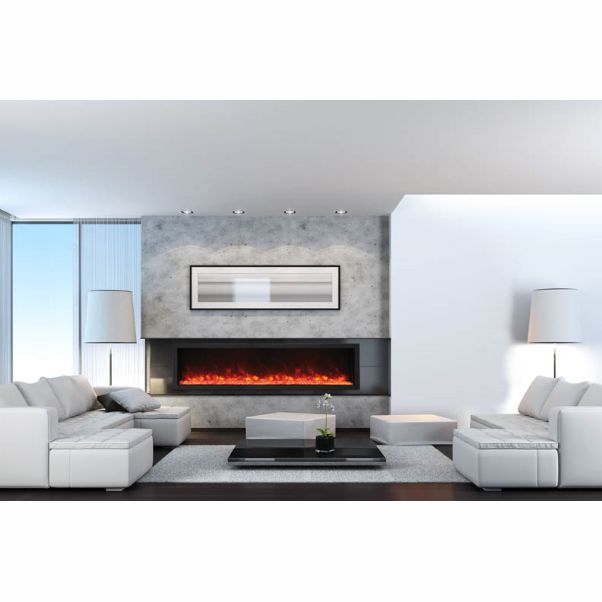 AMBI-88-DEEP-XT | Amantii Panorama Deep and Extra Tall 88 Electric Fireplace | Black Steel Surround