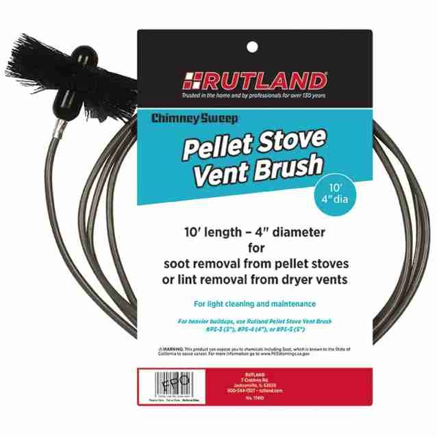 RUT17410 | Pellet Stove Vent Brush and Handle | 4" x 10 ft | Rutland