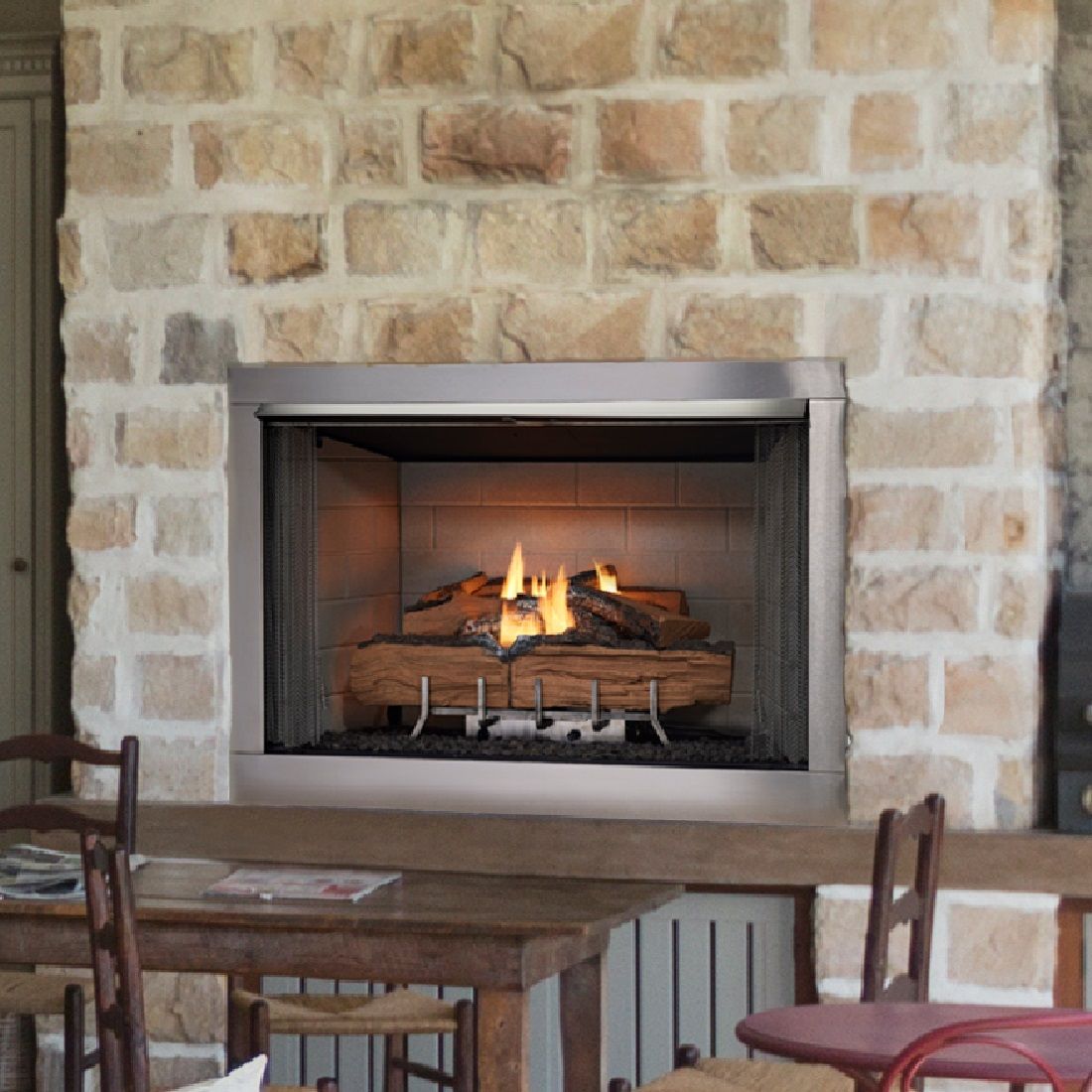 Outdoor Lifestyles Gas Burning Fireplace | Traditional Refractory | Vesper 36