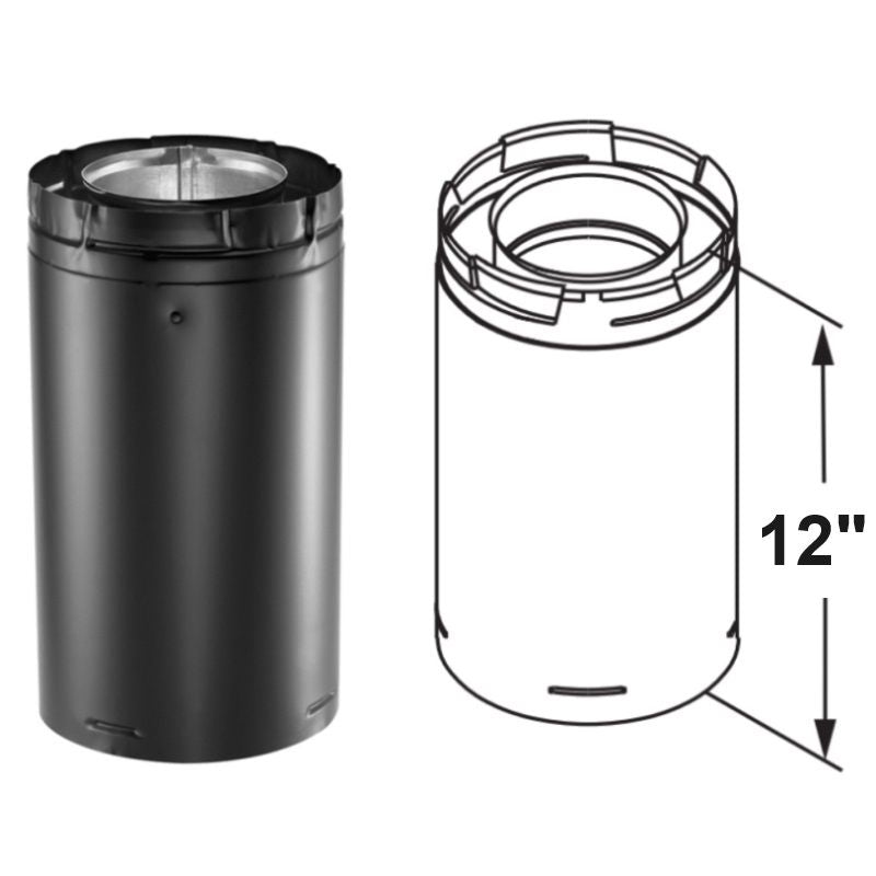 58DVA-12 | Pipe Length | 12 inch | Black | Duravent 5 x 8