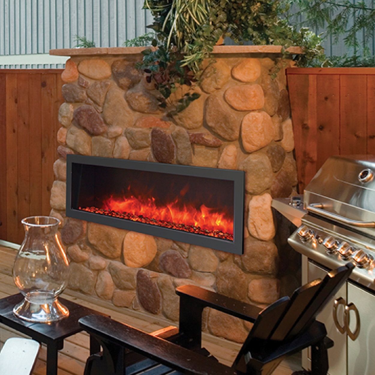 Amantii Panorama Slim 60 Electric Fireplace | Black Steel Surround