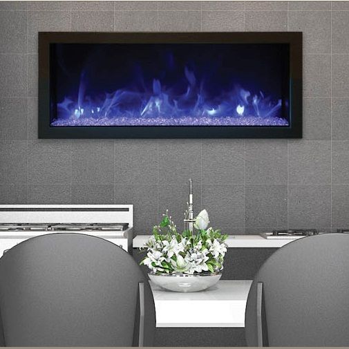 Amantii Panorama Extra Slim 40 Electric Fireplace | Black Steel Surround | WIFI Smart