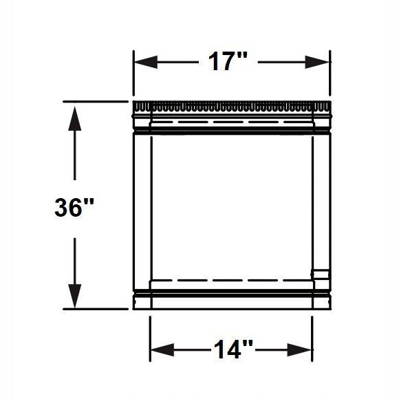 14DCA-36 | 36" Pipe Length | 14" ID & 17" OD Double-Wall | Air-Cooled Chimney | DuraChimney II