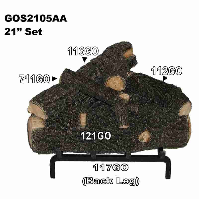 GOX5-21 | Hargrove 21" Grand Oak Logs | Fresh Cut Series | Vented Gas Logs