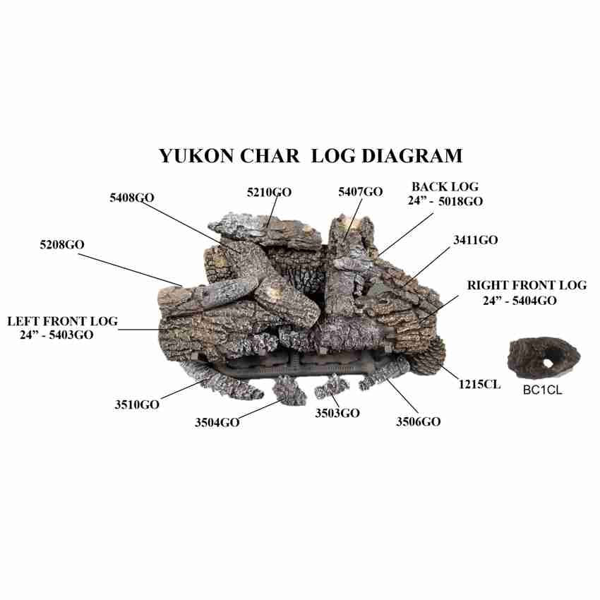 ETYC24N2C | Hargrove 24" Yukon Char | Ember Glow Series | Vented or Vent-Free Gas Logs