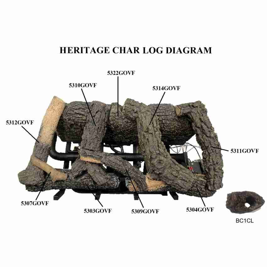 ETHC24N2C | Hargrove 24" Heritage Char | Ember Glow Series | Vented or Vent-Free Gas Logs