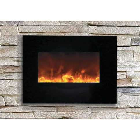 Amantii Wall or Flush Mount 26 Electric Fireplace | Black Glass Surround and Log Set | WIFI Smart