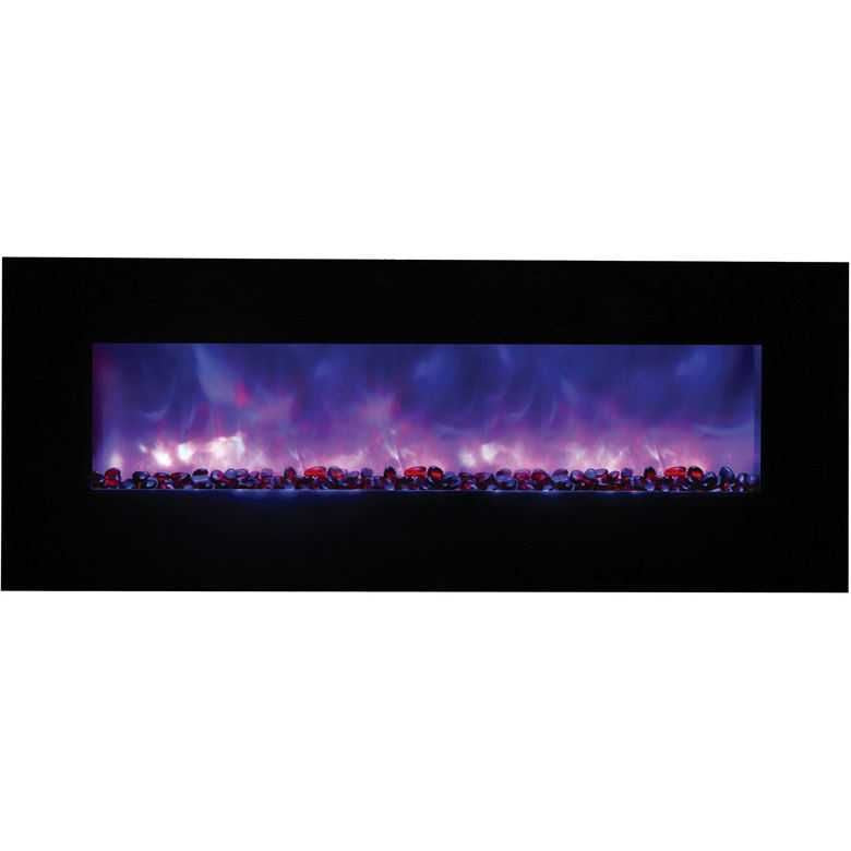 Amantii Wall or Flush Mount 58 Electric Fireplace | Black Glass Surround and Log Set | WIFI Smart