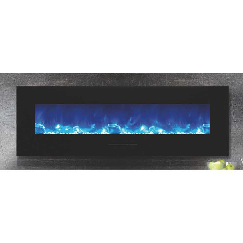 Amantii Wall or Flush Mount 70 Electric Fireplace | Black Glass Surround and Log Set | WIFI Smart