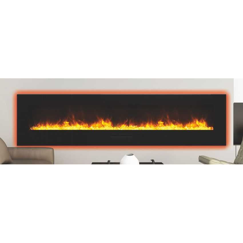 Amantii Wall or Flush Mount 100 Electric Fireplace | Black Glass Surround and Log Set | WIFI Smart