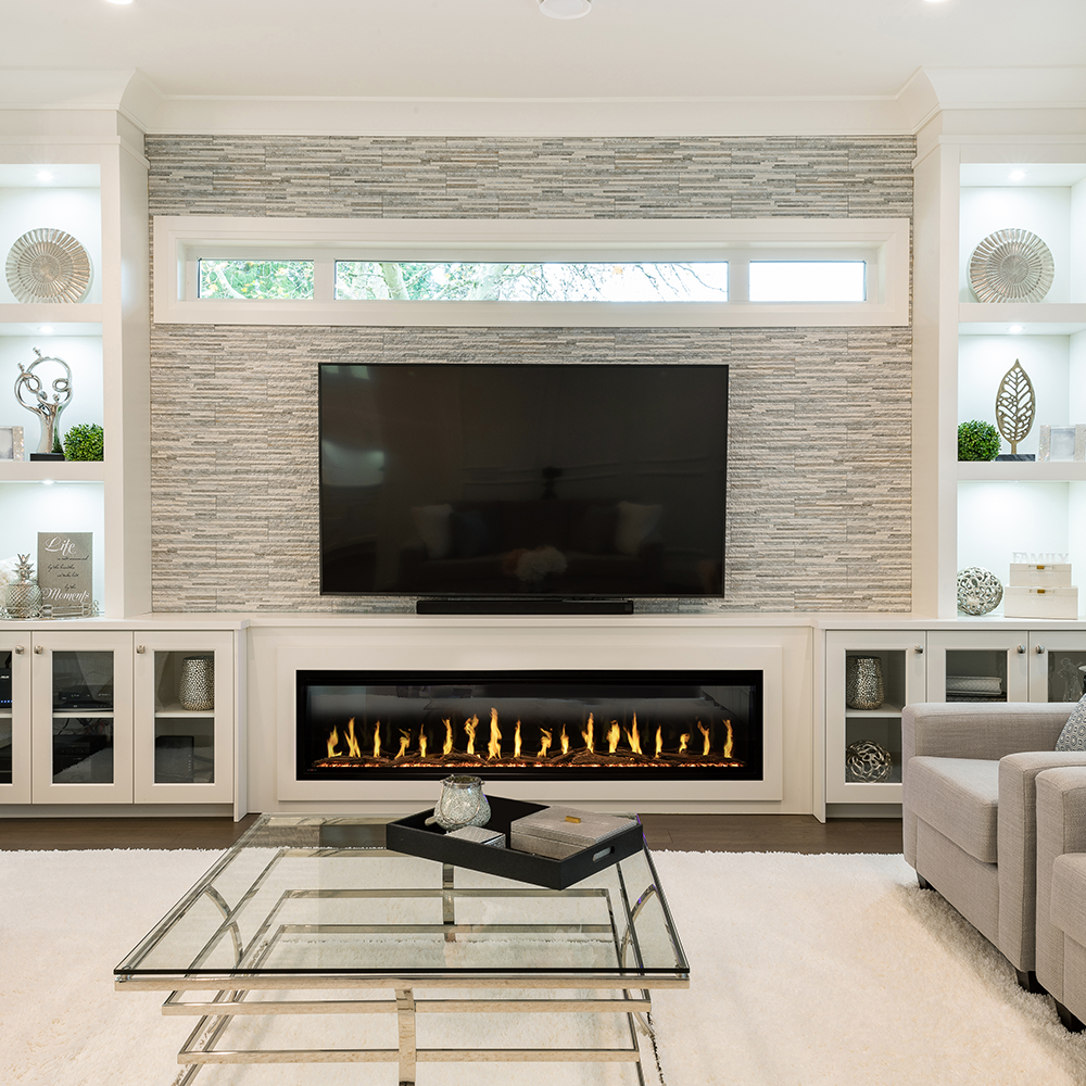 Modern Flames OR76-SLIM | Orion Slim 76" Single-Sided HELIOVISION Virtual | Electric Fireplace
