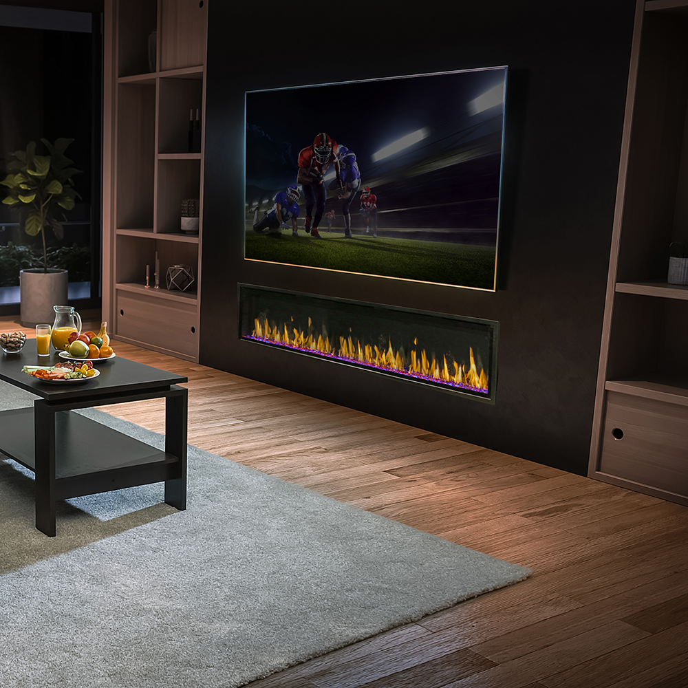 Modern Flames OR76-SLIM | Orion Slim 76" Single-Sided HELIOVISION Virtual | Electric Fireplace