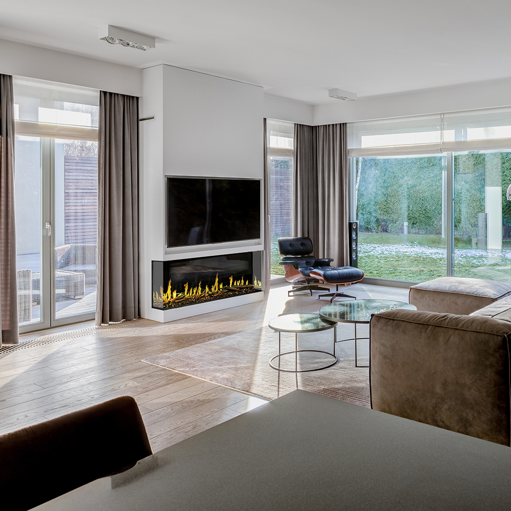 Modern Flames OR76-MULTI | Orion Multi 76" Multi-Sided HELIOVISION Virtual | Electric Fireplace
