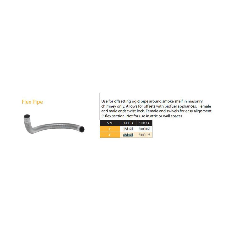 4PVP-60F | 4" X 60" PelletVent Pro Galvalume Flex Pipe