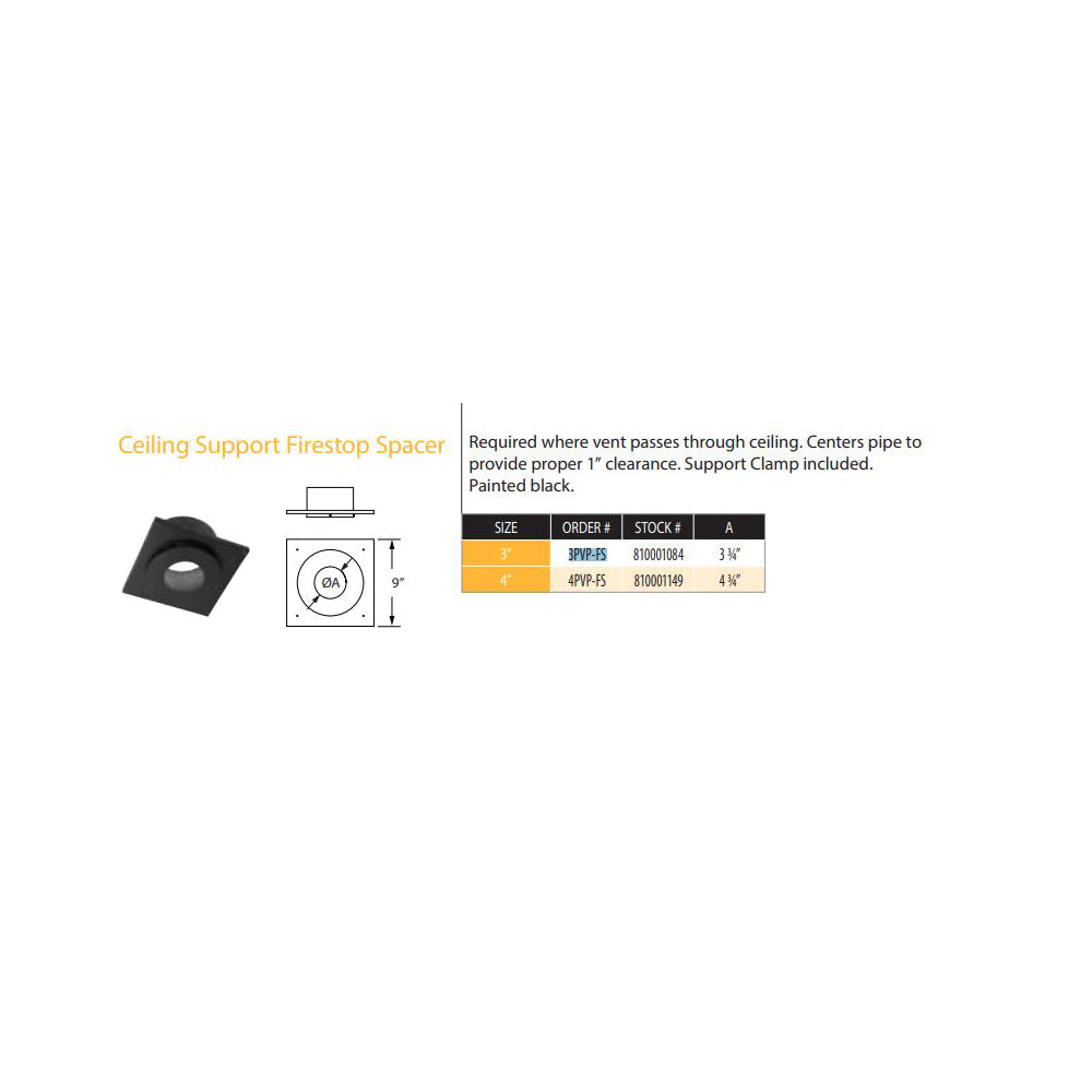 3PVP-FS | 3" PelletVent Pro Ceiling Support Firestop Spacer