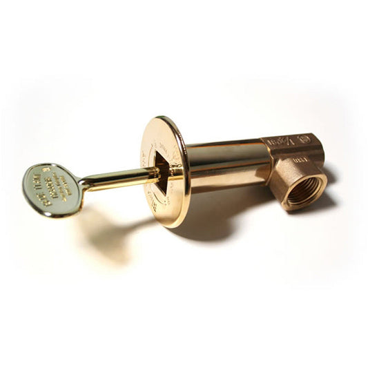 Angled Multi-Turn Gas Shut-Off Valve with Brass Key