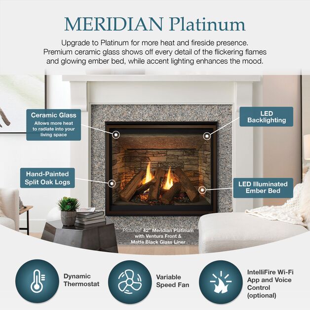 Majestic 42" Meridian Platinum Natural Gas Fireplace - MER42PN