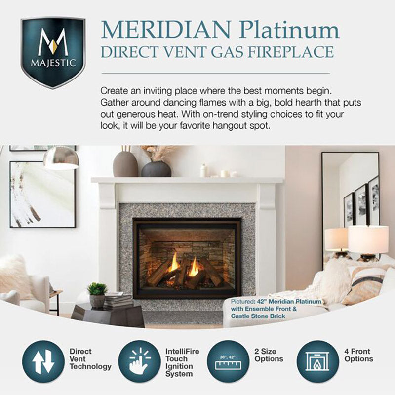 Majestic 36" Meridian Platinum Natural Gas Fireplace - MER36PN