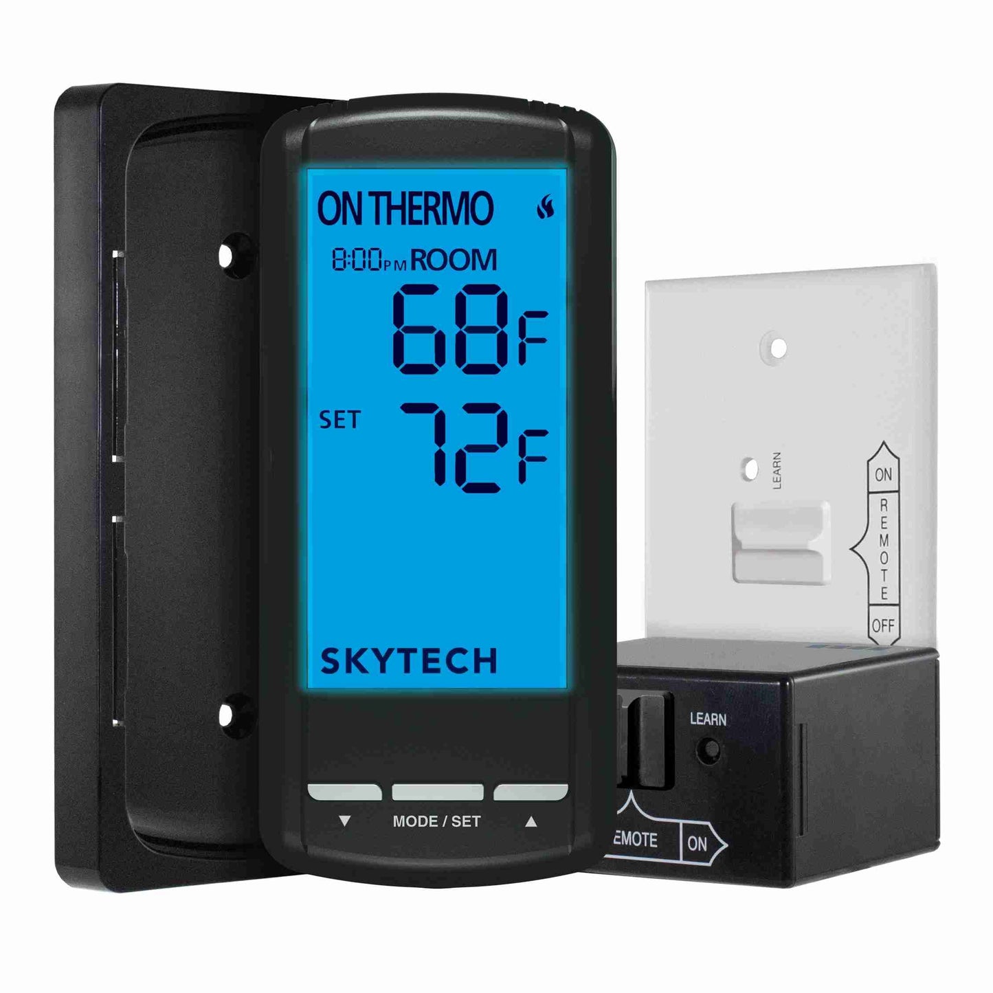 Skytech Remote Control System | Thermostatic Touch Screen Transmitter | Battery Powered Dry Contact Receiver