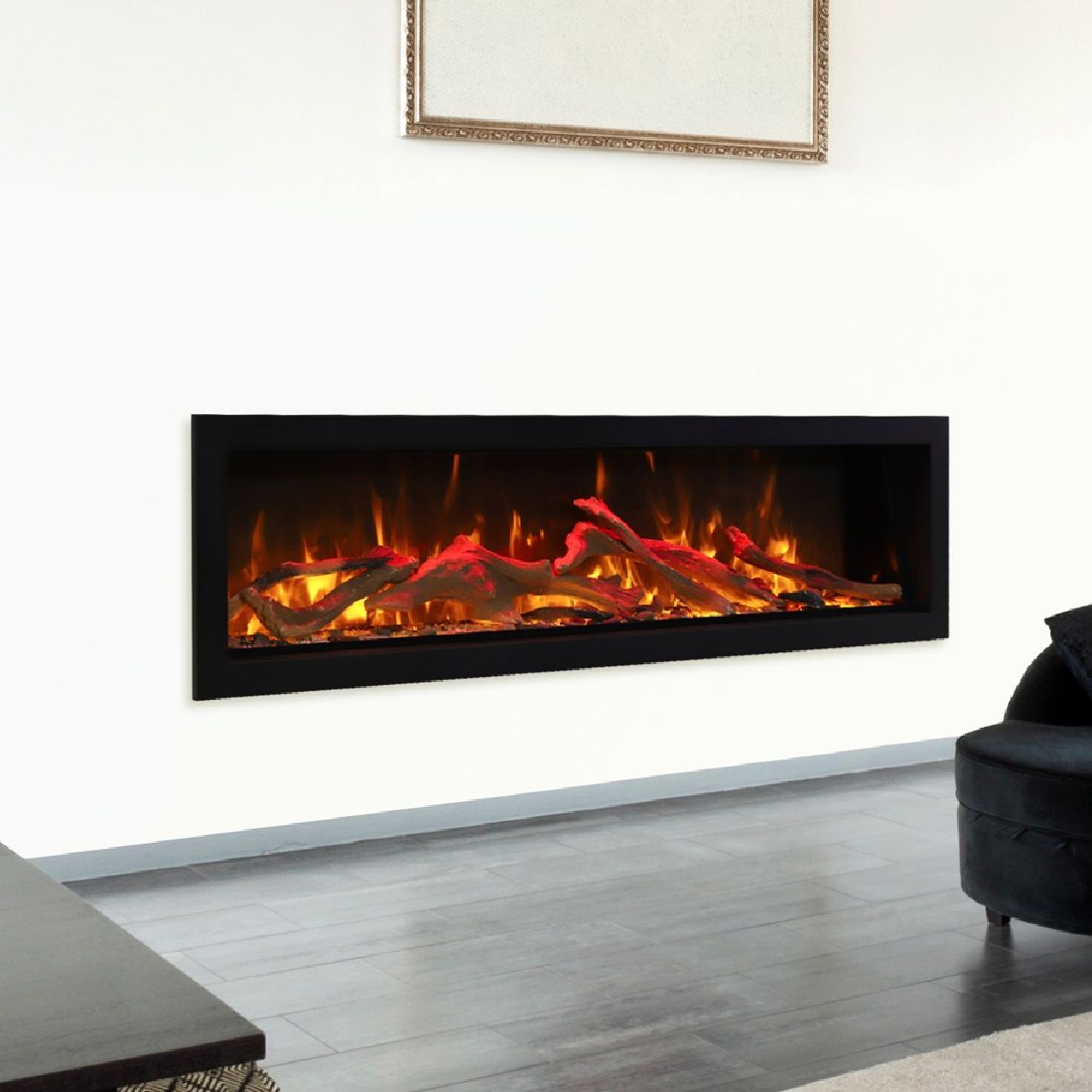 Amantii Panorama Deep 72 Electric Fireplace | Black Steel Surround | WIFI Smart