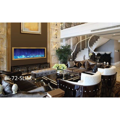 AMBI-72-SLIM-WIFI | Amantii Panorama Slim 72 Electric Fireplace | Black Steel Surround | WIFI Smart