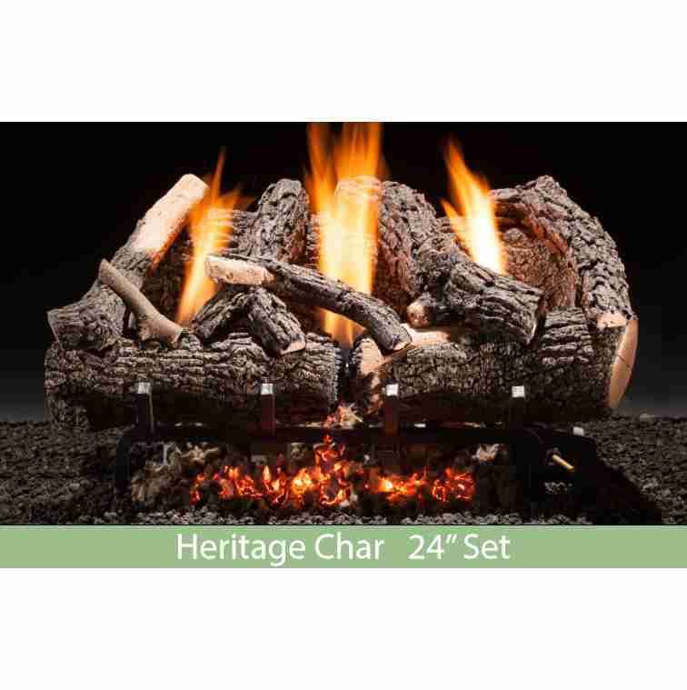 ETHC24N2C | Hargrove 24" Heritage Char | Ember Glow Series | Vented or Vent-Free Gas Logs