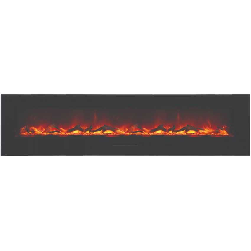 Amantii Wall or Flush Mount 100 Electric Fireplace | Black Glass Surround and Log Set | WIFI Smart
