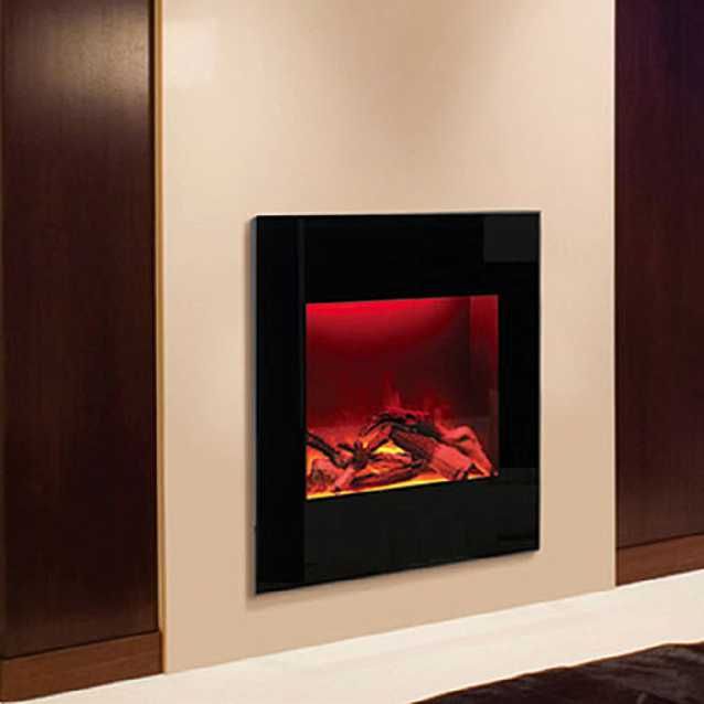 Amantii Zero Clearance 24 Electric Fireplace | Black Glass Surround and Log Set | WIFI Smart