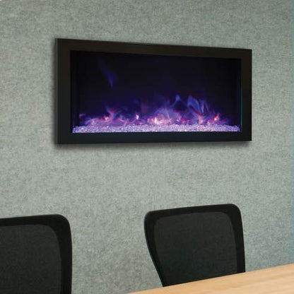 Amantii Panorama Extra Slim 30 Electric Fireplace | Black Steel Surround | WIFI Smart