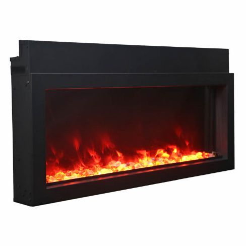 Amantii Panorama Extra Slim 50 Electric Fireplace | Black Steel Surround | WIFI Smart