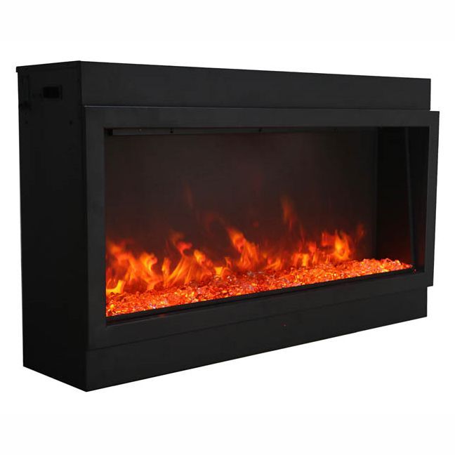 Amantii Panorama Deep and Extra Tall 40 Electric Fireplace | Black Steel Surround | WIFI Smart
