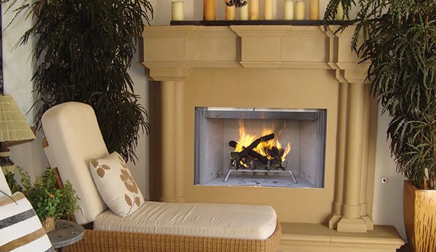 Outdoor Wood Burning Fireplace | 42 | Stainless Steel | White Stacked Brick Interior | IHP