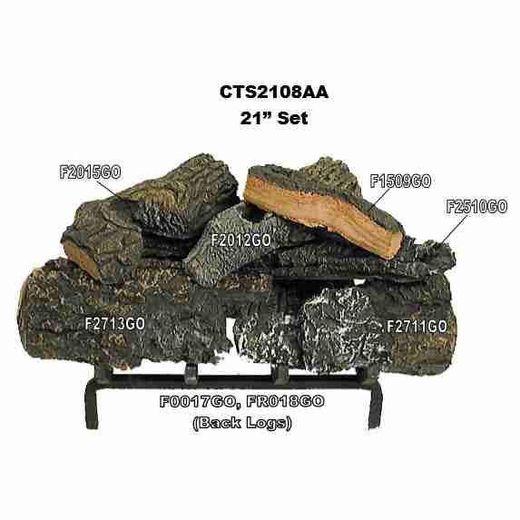 CTH8-21 | Hargrove 21" Cross Timber Logs | Radiant Heat Series | Vented Gas Logs