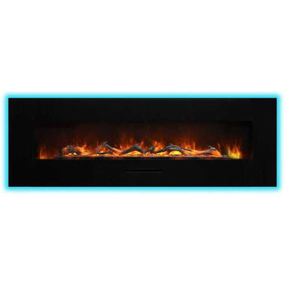 Sierra Flame Wall or Flush Mount Linear 60 Electric Fireplace | Steel Surround and Clear Media