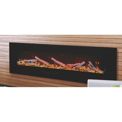 Amantii Wall or Flush Mount 81 Electric Fireplace | Black Glass Surround and Log Set | WIFI Smart