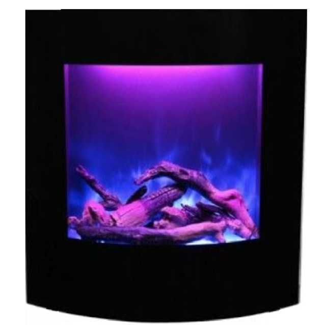 Amantii Zero Clearance 24 Electric Fireplace | Black Glass Surround and Log Set | WIFI Smart